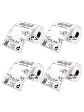 4 Rolls 4x6 Direct Thermal Shipping Labels - 250 per roll - 1000 labels Zebra